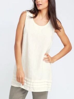 Flax White Sleeveless Linen Dress / Tunic Coastal Cowgirl